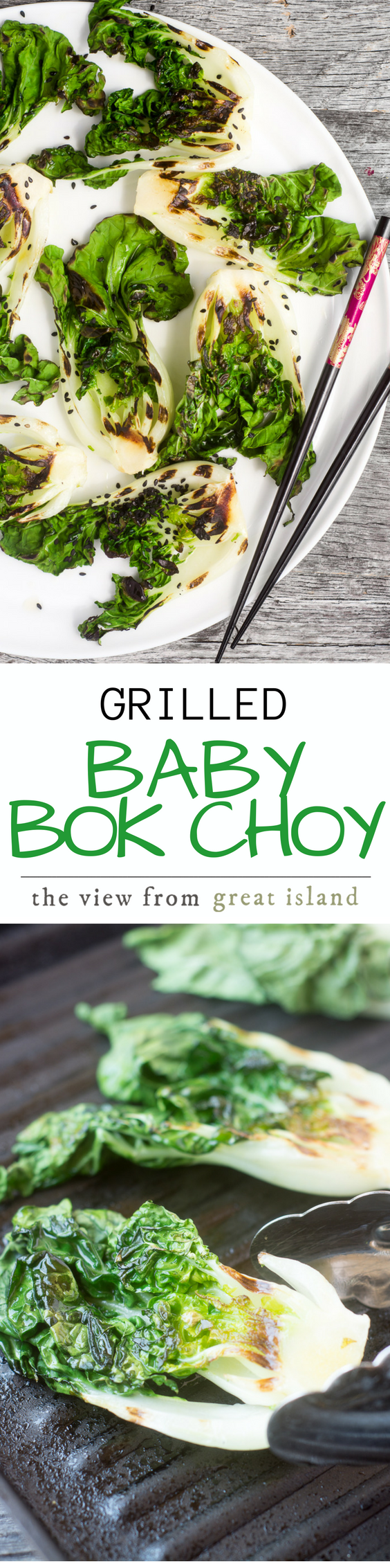 Baby Bok Choy Roast é uma maravilha de um minuto: uma breve passagem em uma grelha quente e abrasadora transforma um vegetal não apreciado em uma estrela do rock - um pouco de glacê de mel e gergelim também não dói! # sidedish #healthy # bexigas grelhadas #verdes #Asiangreens #grilledlettuce