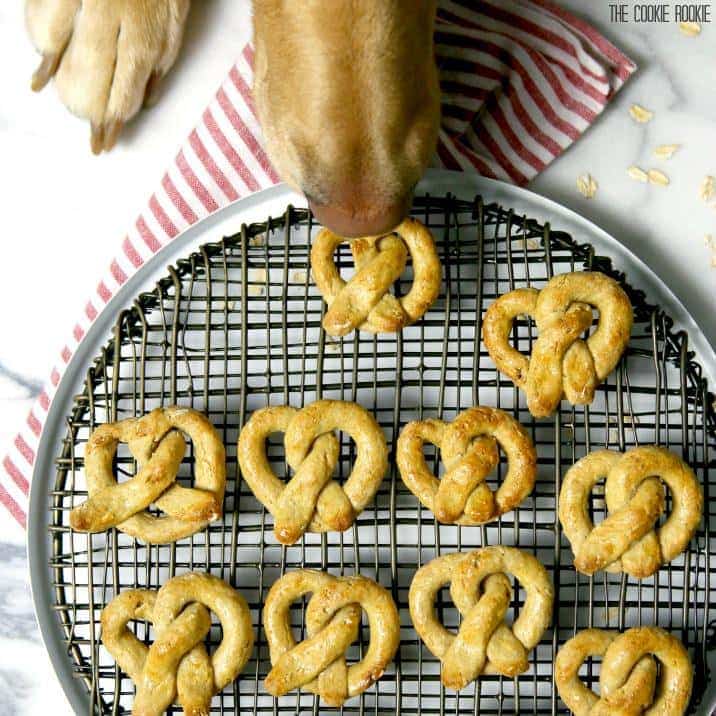 Golosinas para perros con pretzel de avena y manzana
