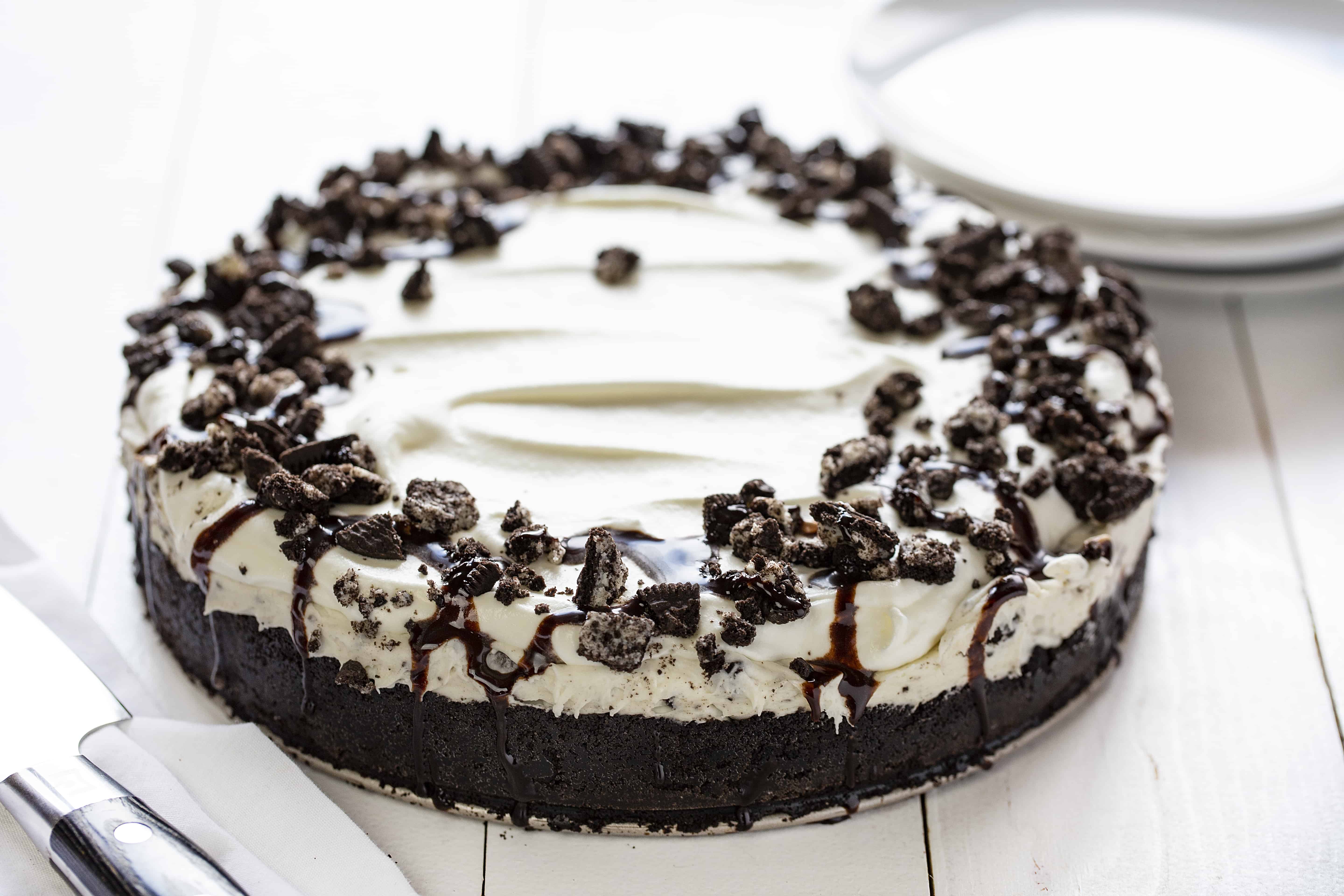 Pastel de queso Oreo sin hornear