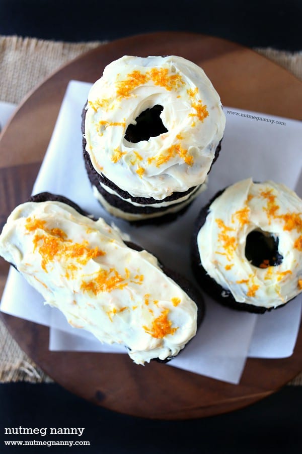 Donuts horneados de chocolate y naranja de Nutmeg Nanny