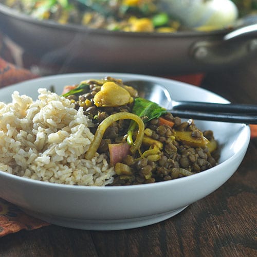 Lentejas al curry rojo con frijoles de mantequilla #veganrecipes #lentejas #Asianrecipes #glutenfree