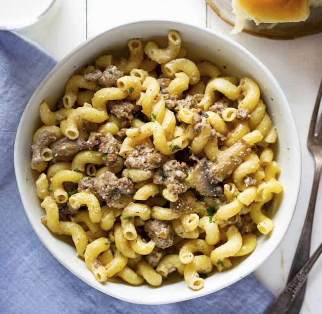 Pasta suiza de champiñones