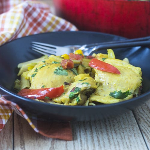 GF Pasta de pollo caribe&ntilde;a #onepotmeal #chicken #glutenfree #caribbeanfood