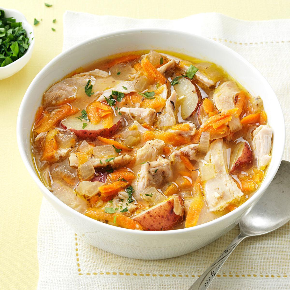 Olla a presión receta de guiso de pollo con tomillo de primavera