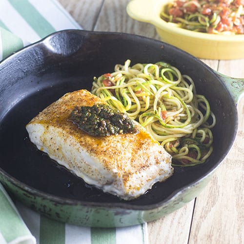 Tomate secado al sol Pesto Lubina #dinner #seafood #pesto #sundriedtomatoes