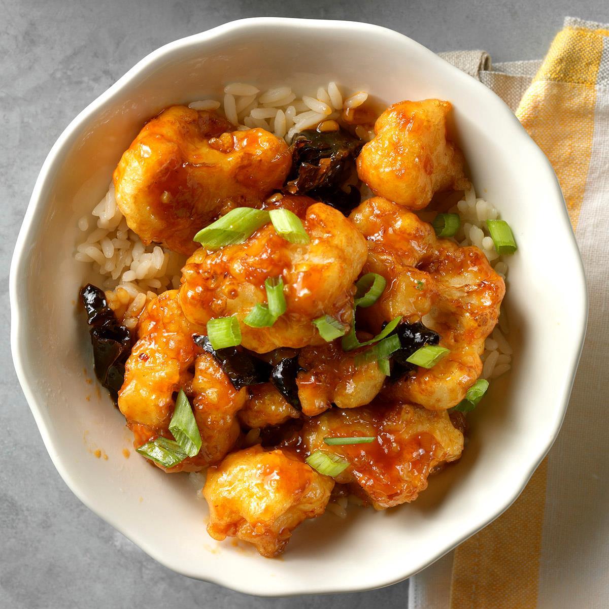 Receta de coliflor del general Tso de Air-Fryer