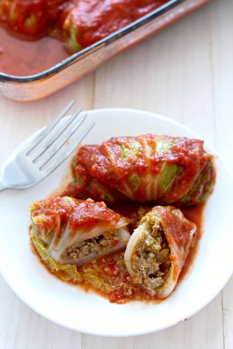 Rollos de col Napa m&aacute;s saludables con quinua