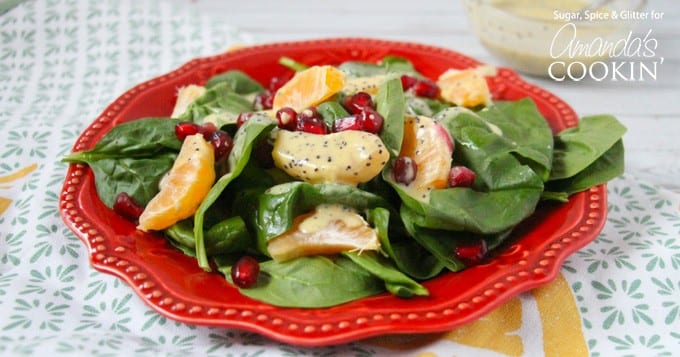 Ensalada de espinacas, clementina y granada