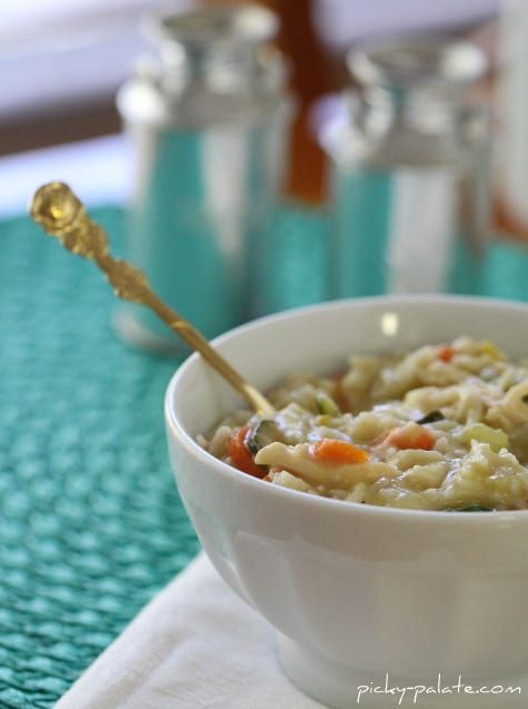 Sopa de Frango com Queijo, Bacon e Arroz
