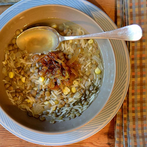 Sopa de arroz con lentejas - alimenta tu alma también