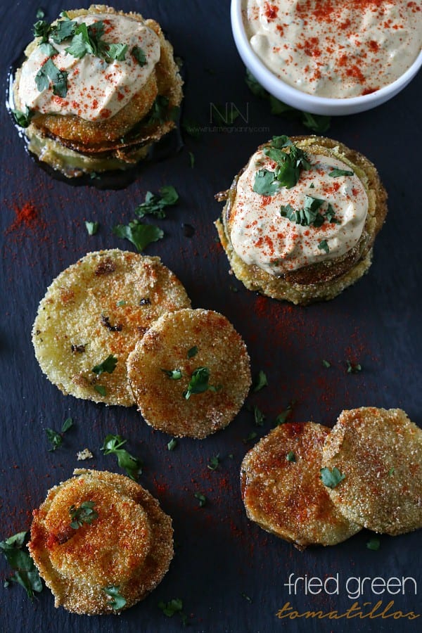 Fried Green Tomatillos de Nutmeg Nanny