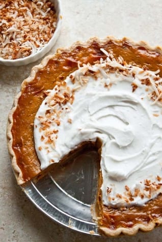 Pastel de calabaza de coco con especias de naranja