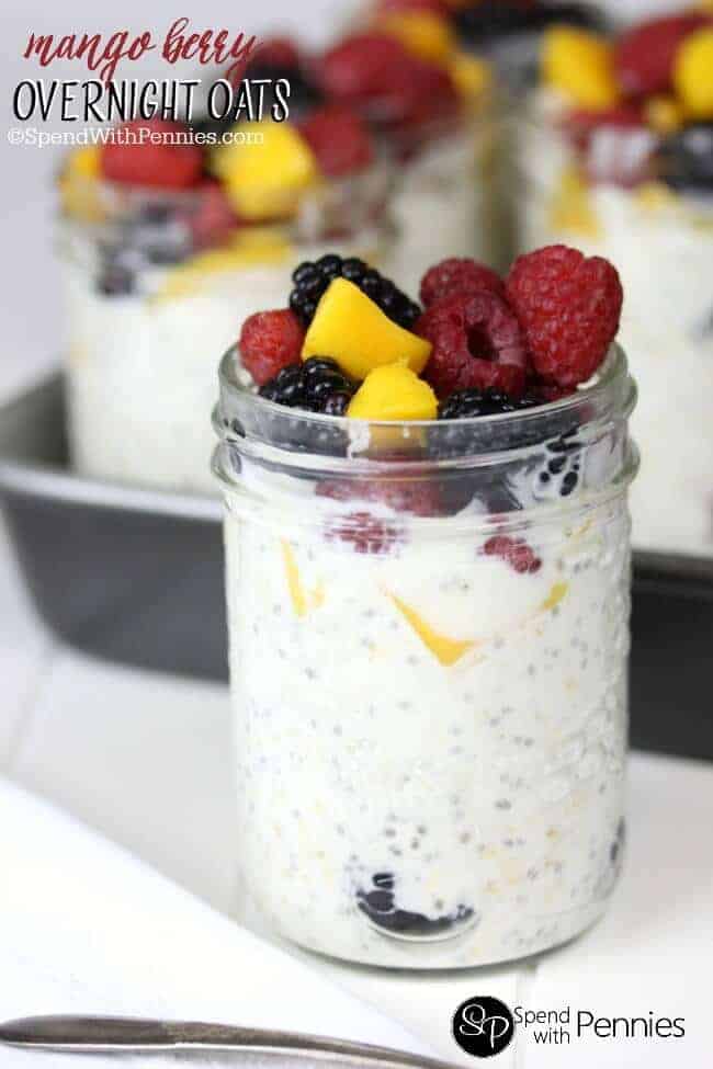 6 jars of mango berry overnight oats