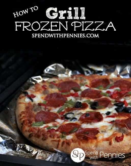 frozen pizza on a grill