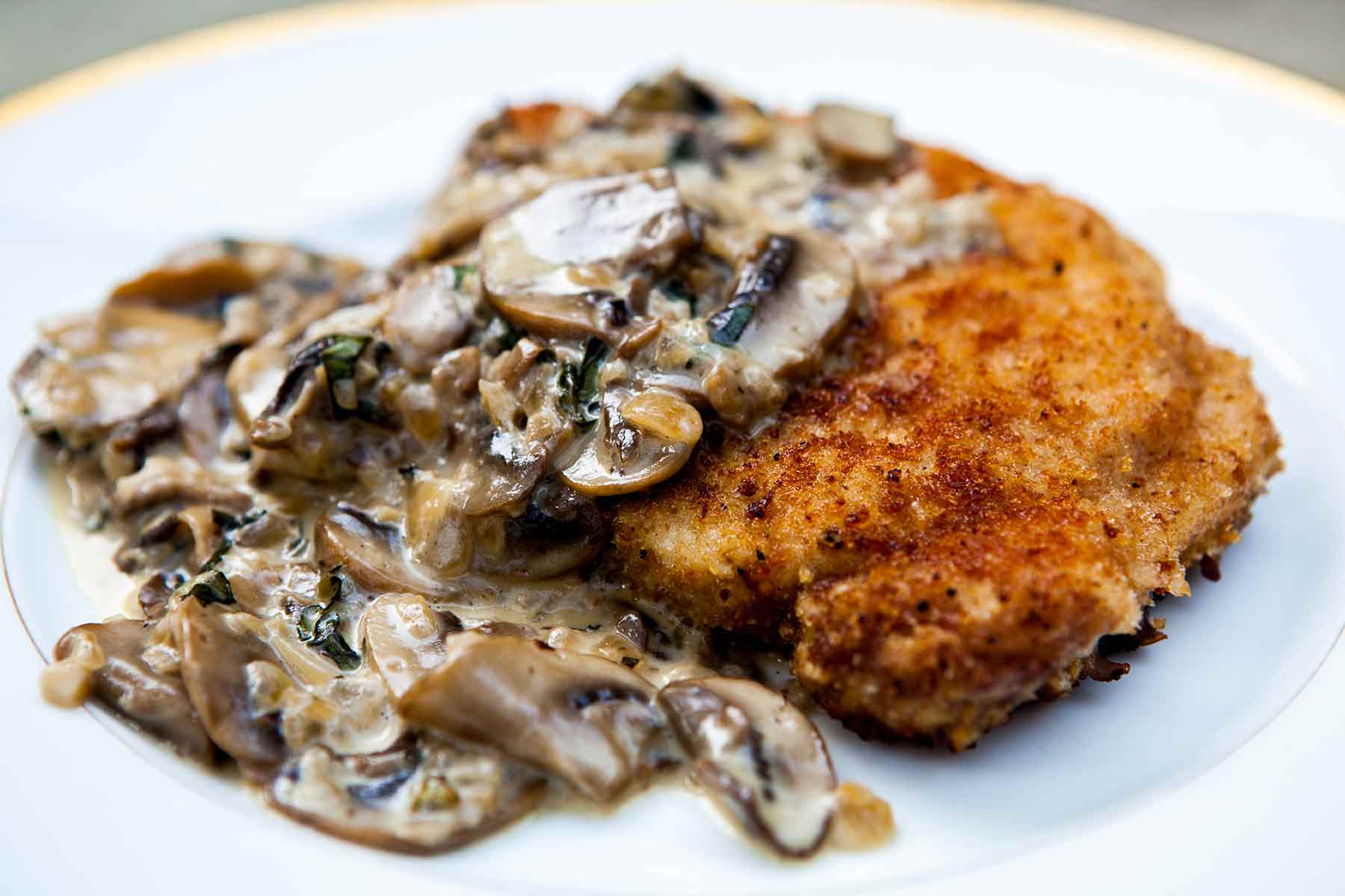 Pork Chops with Mushroom Bourbon Sauce