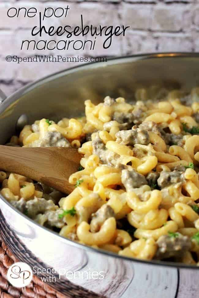 skillet of One Pot Cheeseburger Macaroni
