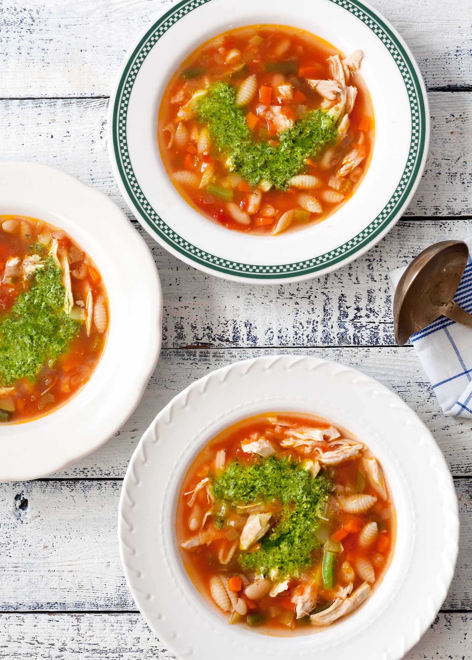 Chicken Minestrone with Basil Pesto