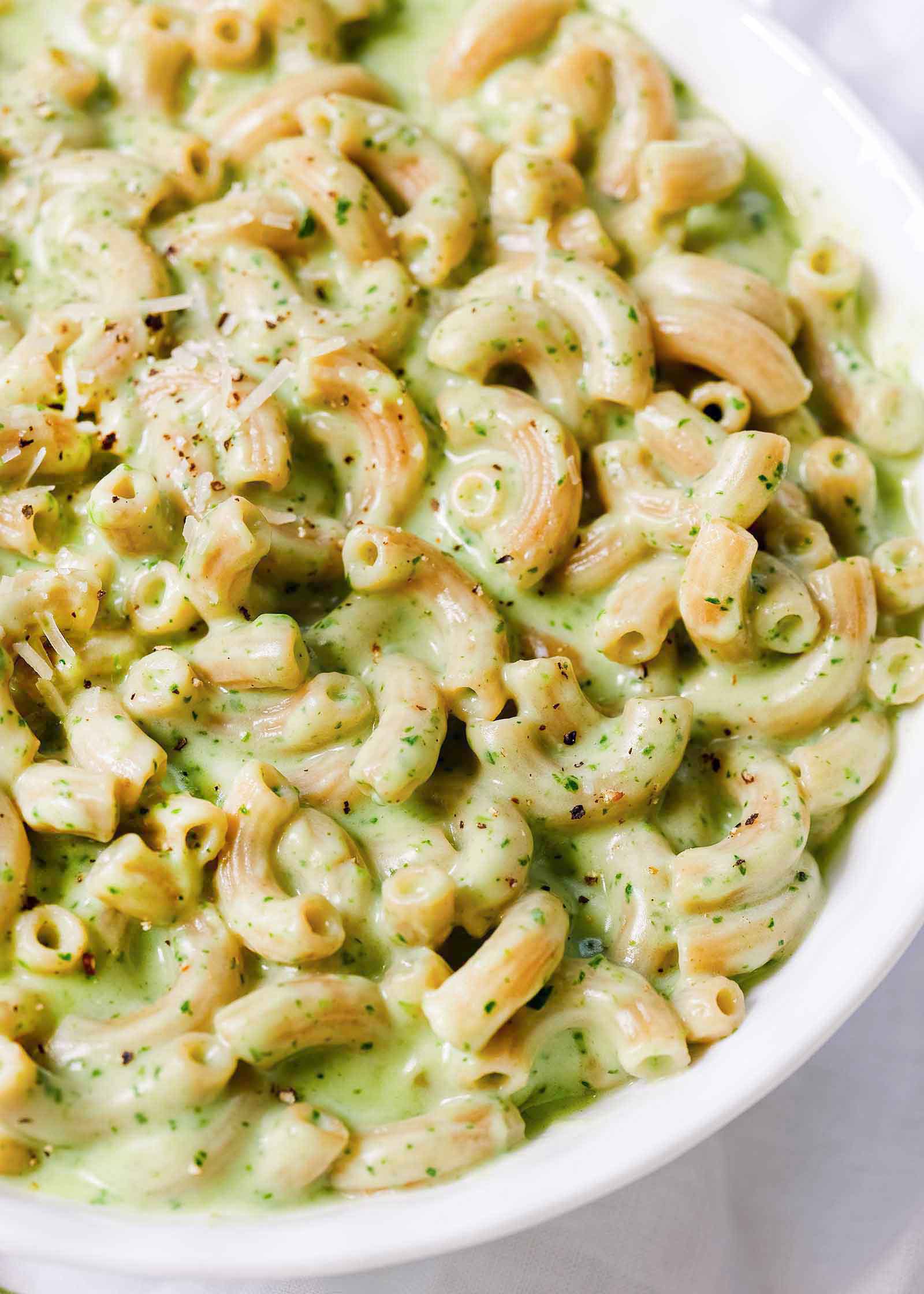 Pesto Mac and Cheese with Whole Wheat Pasta
