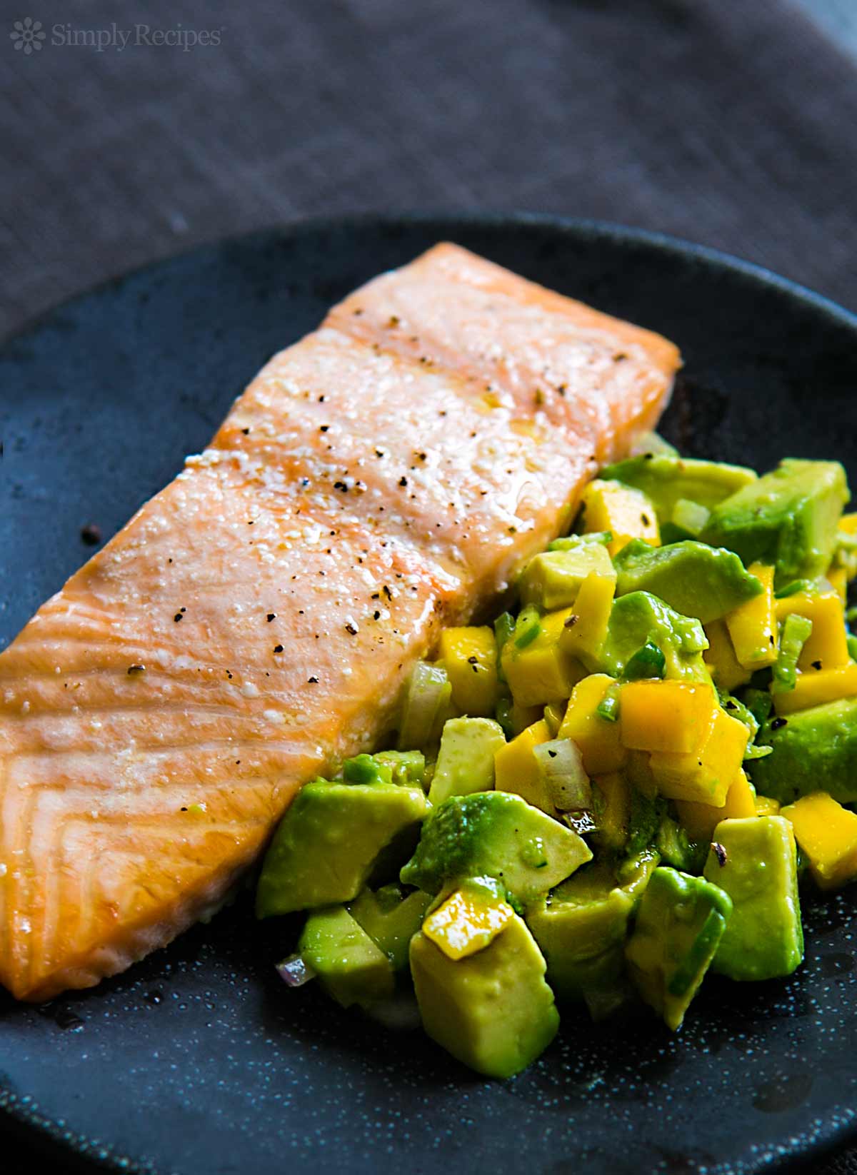 Baked Salmon Avocado Mango Salsa