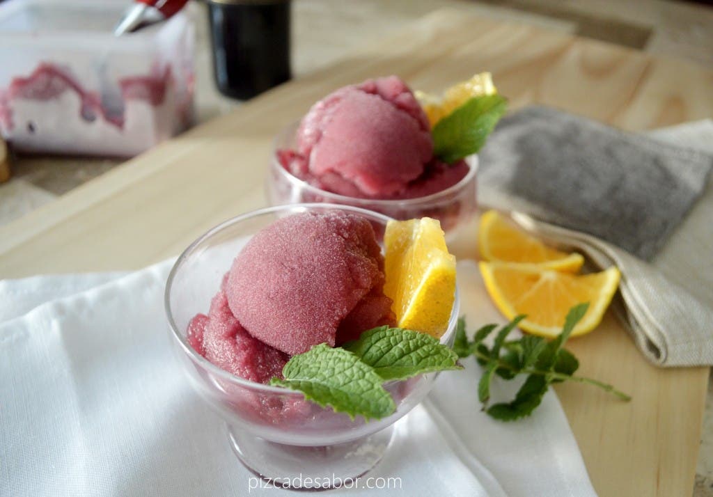 Sangria sorbet (rött vin, apelsin och citron)