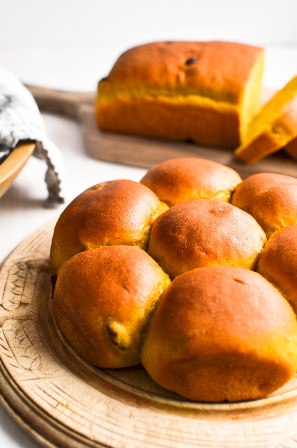 Rollitos de calabaza con arándanos y también en forma de pan