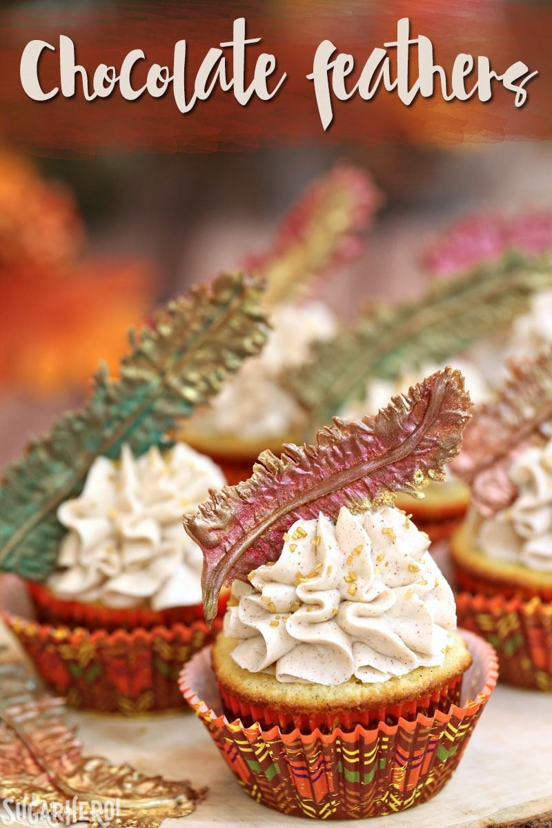 Plumas de chocolate y pastelitos de Acción de Gracias | De SugarHero.com