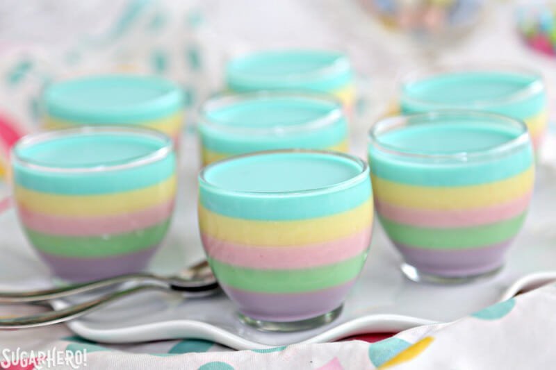 ?▷ Tazas de gelatina pastel arcoiris