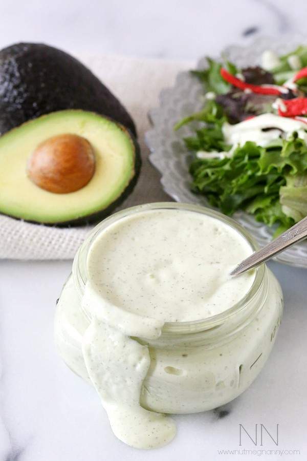 This creamy dairy free avocado ranch dressing is perfect on top of salad or even as a quick vegetable dip. Don