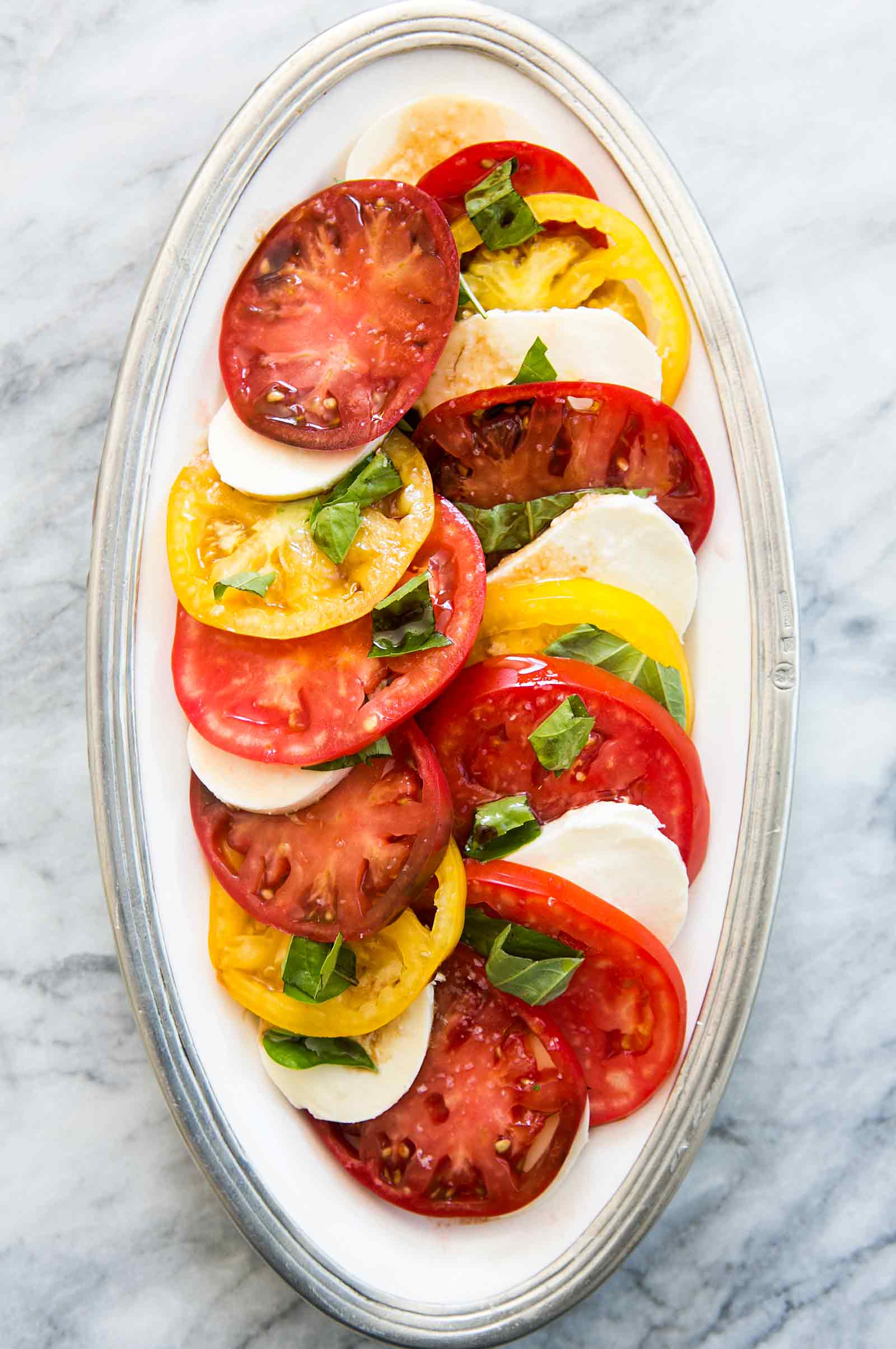 Heirloom Tomato Basil Mozzarella Caprese Salad