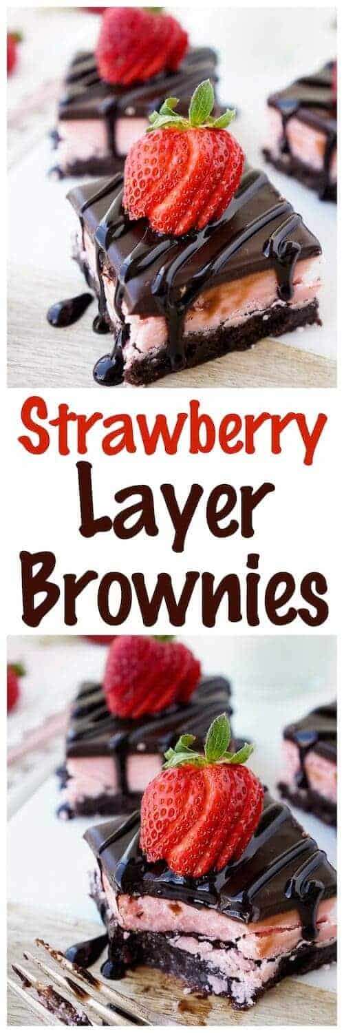 Brownies de capa de fresa con título