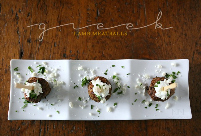 These 2 bite Greek lamb meatballs are packed full of feta cheese, spices and served with a homemade tzatziki sauce. They are a perfect appetizer or dinner!