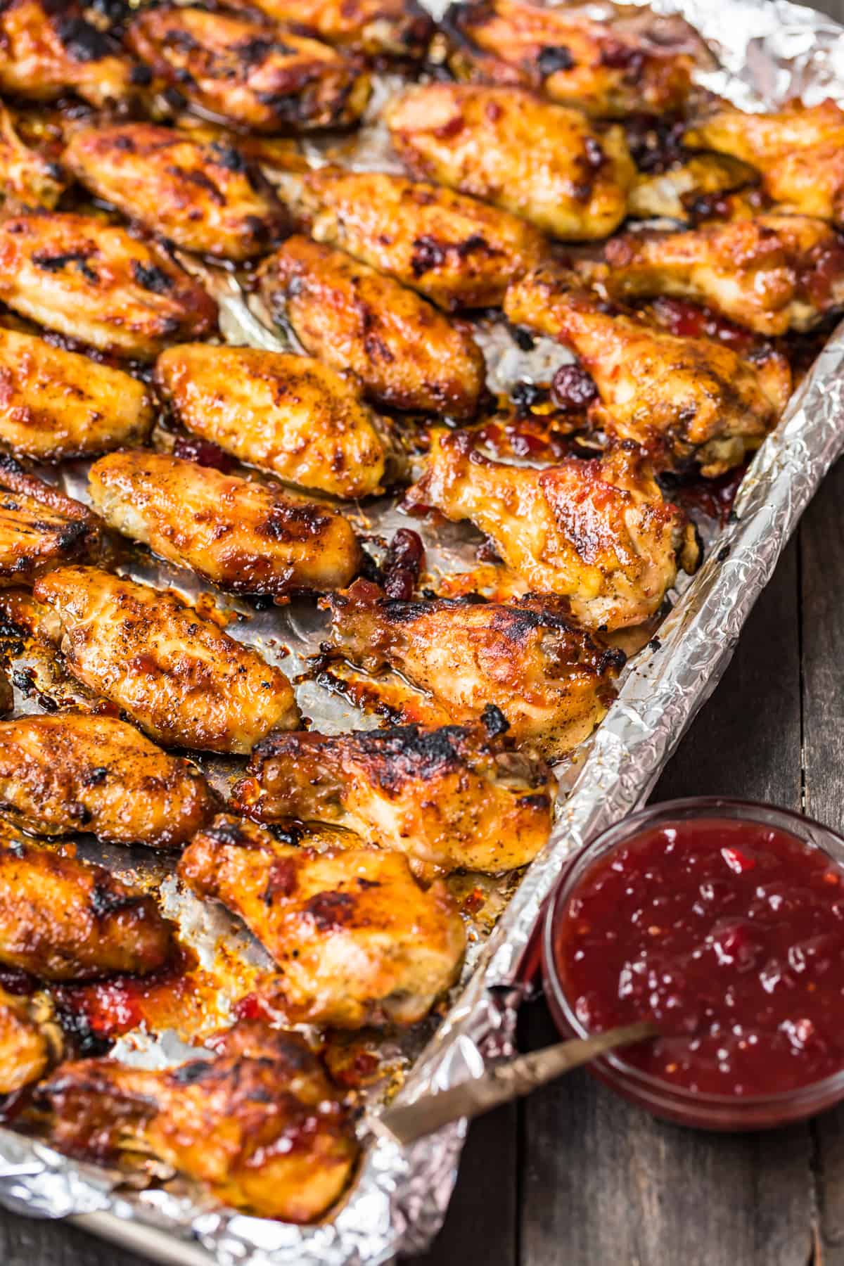cranberry chicken wings baked on sheet pan