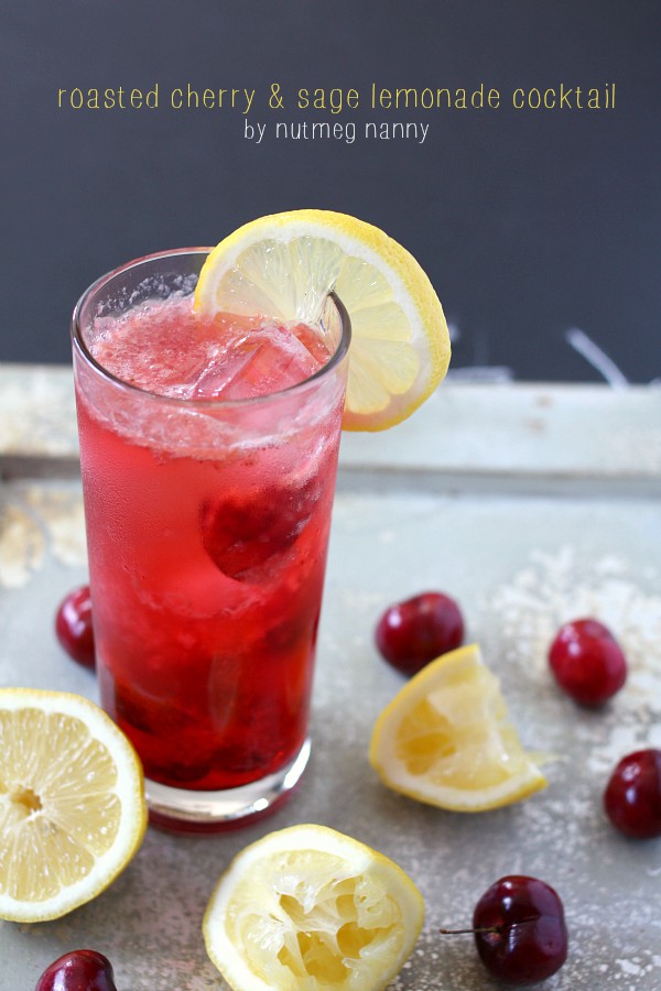 Roasted Cherry Sage Lemonade Cocktail by Nutmeg Nanny