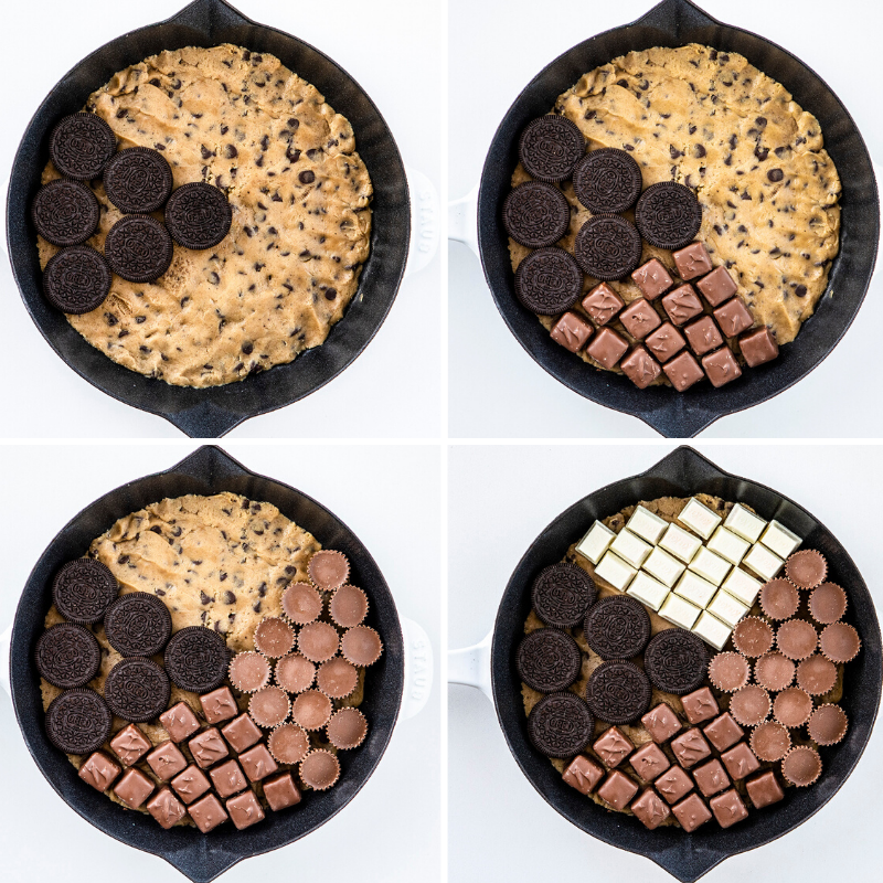Process of Adding Candy to Center Layer of Skillet Cookie