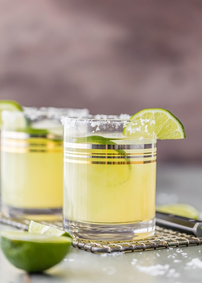 skinny margarita topped with salt and lime