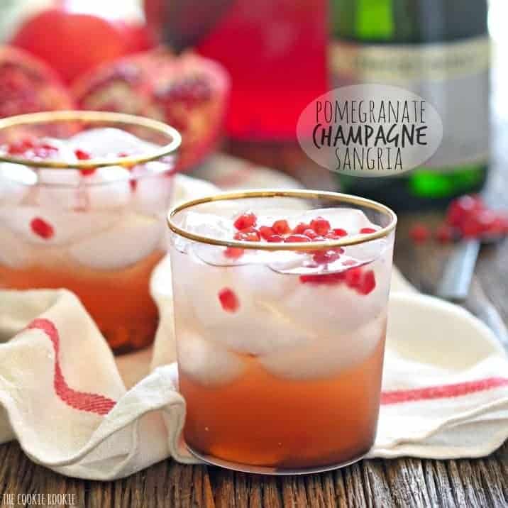 Pomegranate Champagne Sangria in glasses on table