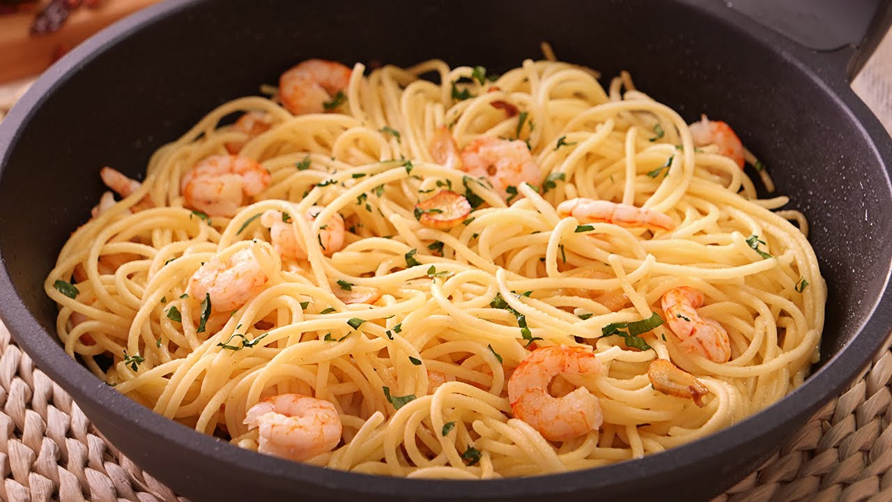 como hacer espaguetis con gambas